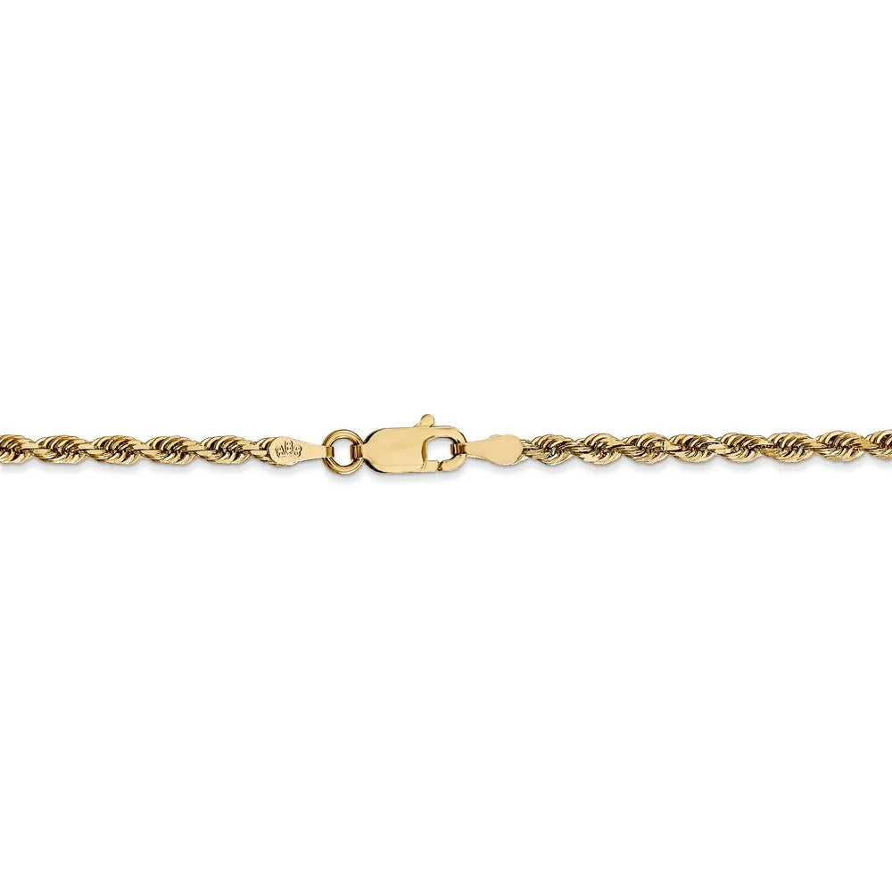 14kt Yellow Gold Diamond Cut Rope Chain 22 inch Lobster Clasp Q312