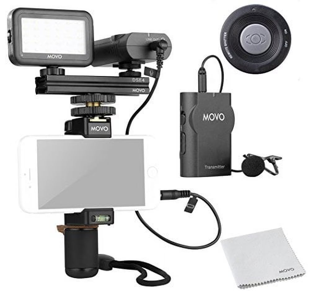 Smartphone Video Kit with Grip Rig, Wireless Lavalier Microphone, LED Light & Wireless Remote J4201