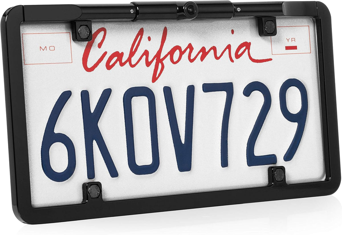 Ultra Slim Full-Frame License Plate Backup Camera with Active Parking Lines (Black) J1207