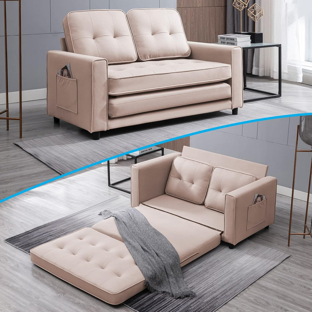 Beige 3-in-1 Convertible Pull Out Sofa Bed K462