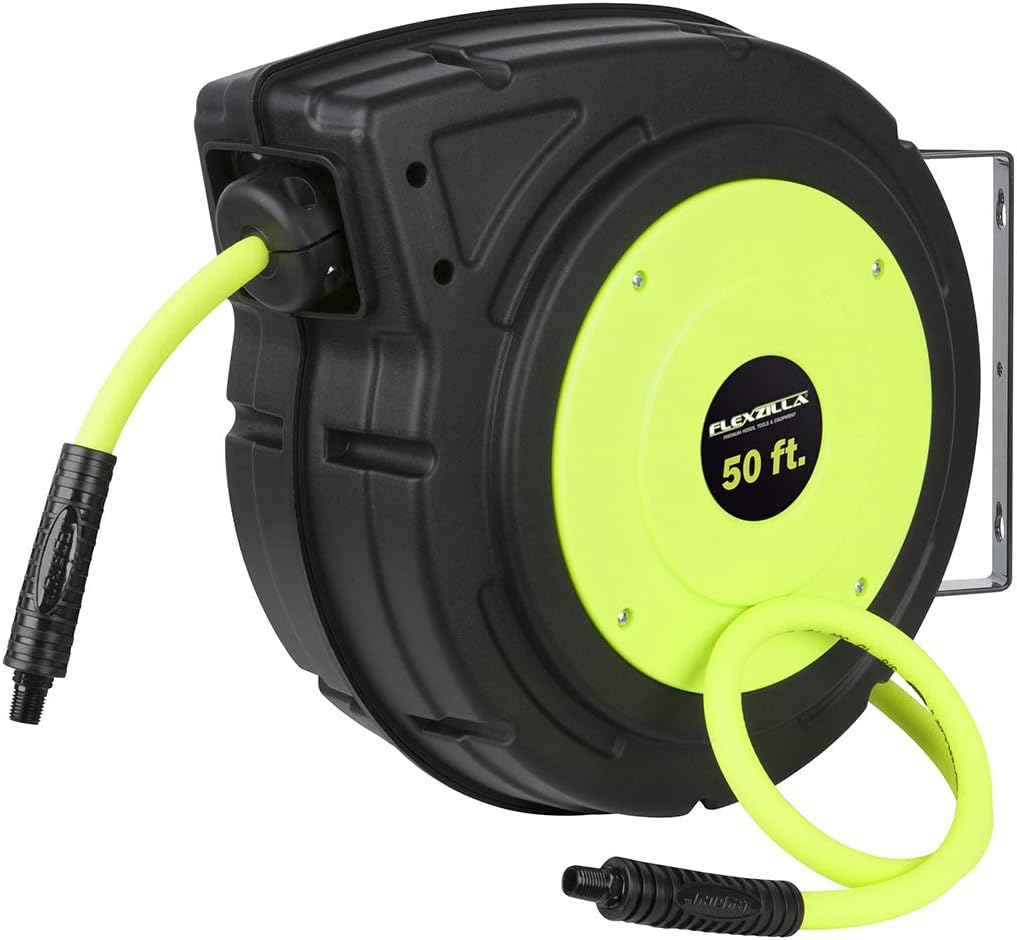 Retractable Enclosed Plastic Air Hose Reel, 3/8 in. x 50 ft W777980