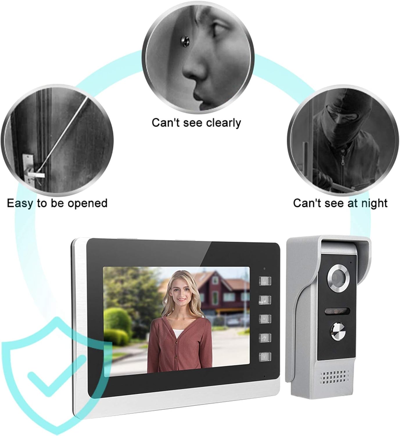 Wired Video Door Phone Intercom System with 7 Inch TFT LCD Monitor A142678