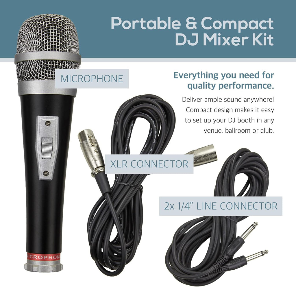 Portable 8” 300 Watt DJ PA System with Wired Microphone & Tripod Stands Q608