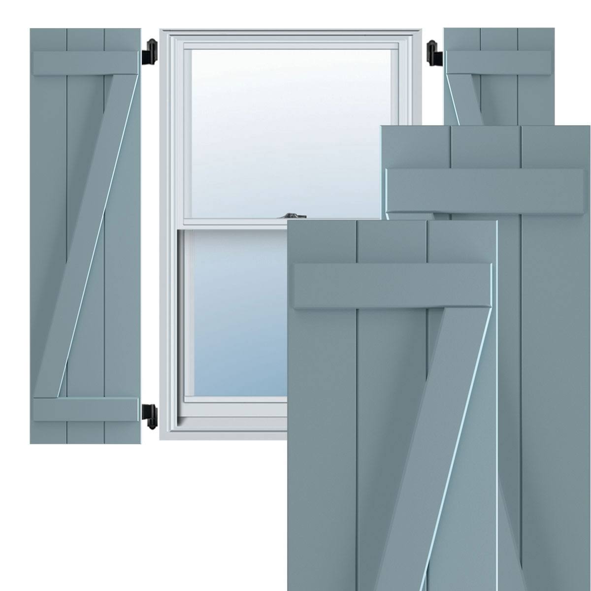 16-1/8x22 x 54x22 PVC Board and Batten Shutters, Peaceful Blue (Per Pair) K459280