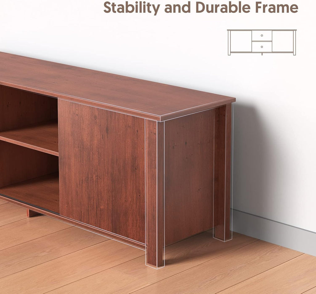 Brown Wood TV Stand with Barn Door E323320