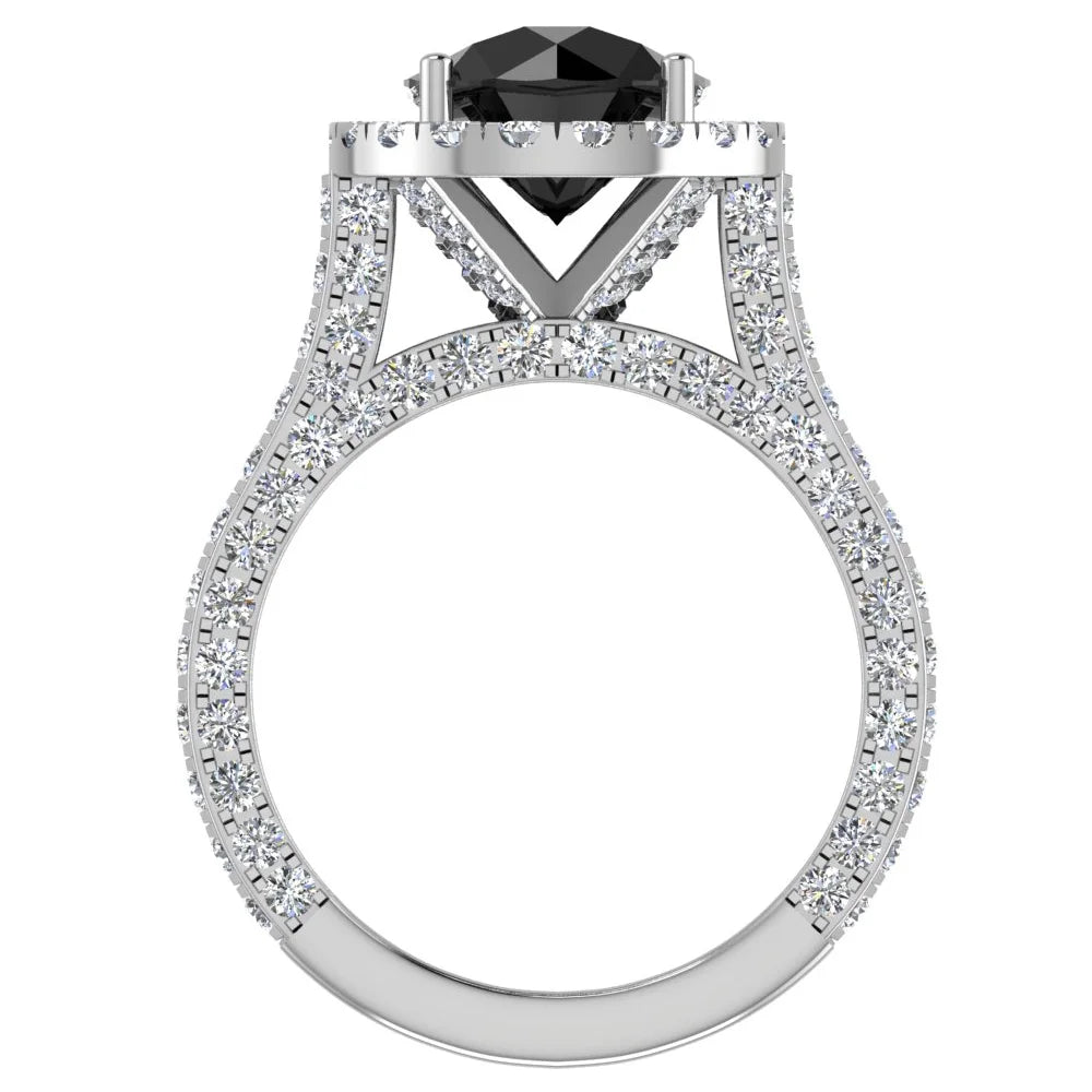 18K White Gold Halo Engagement Ring 5.50 Carat Q3581