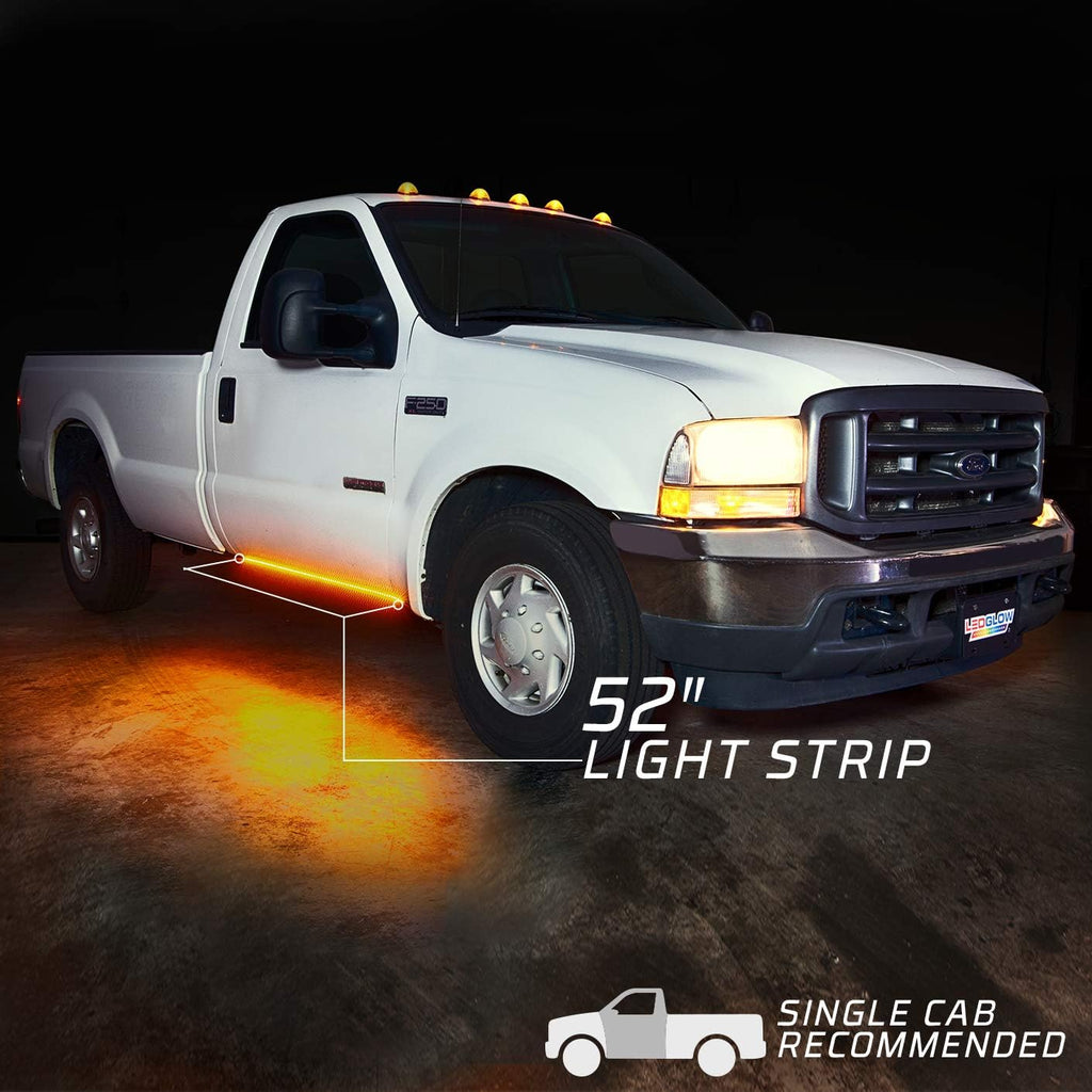 52 Truck LED Running Board Light Amber Side Marker Kit with White Courtesy Lights, Flexible Waterproof Strips Pack of 2 P885269