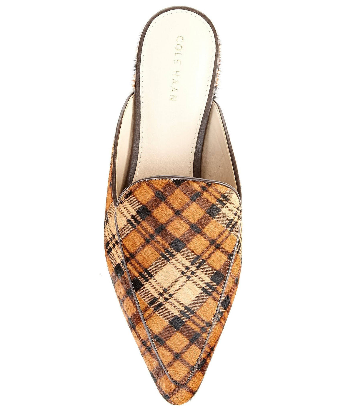 Plaid Print Calf Hair Mules W533845