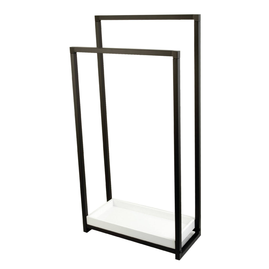 Matte Black 2-Tier Steel Towel Rack C23546