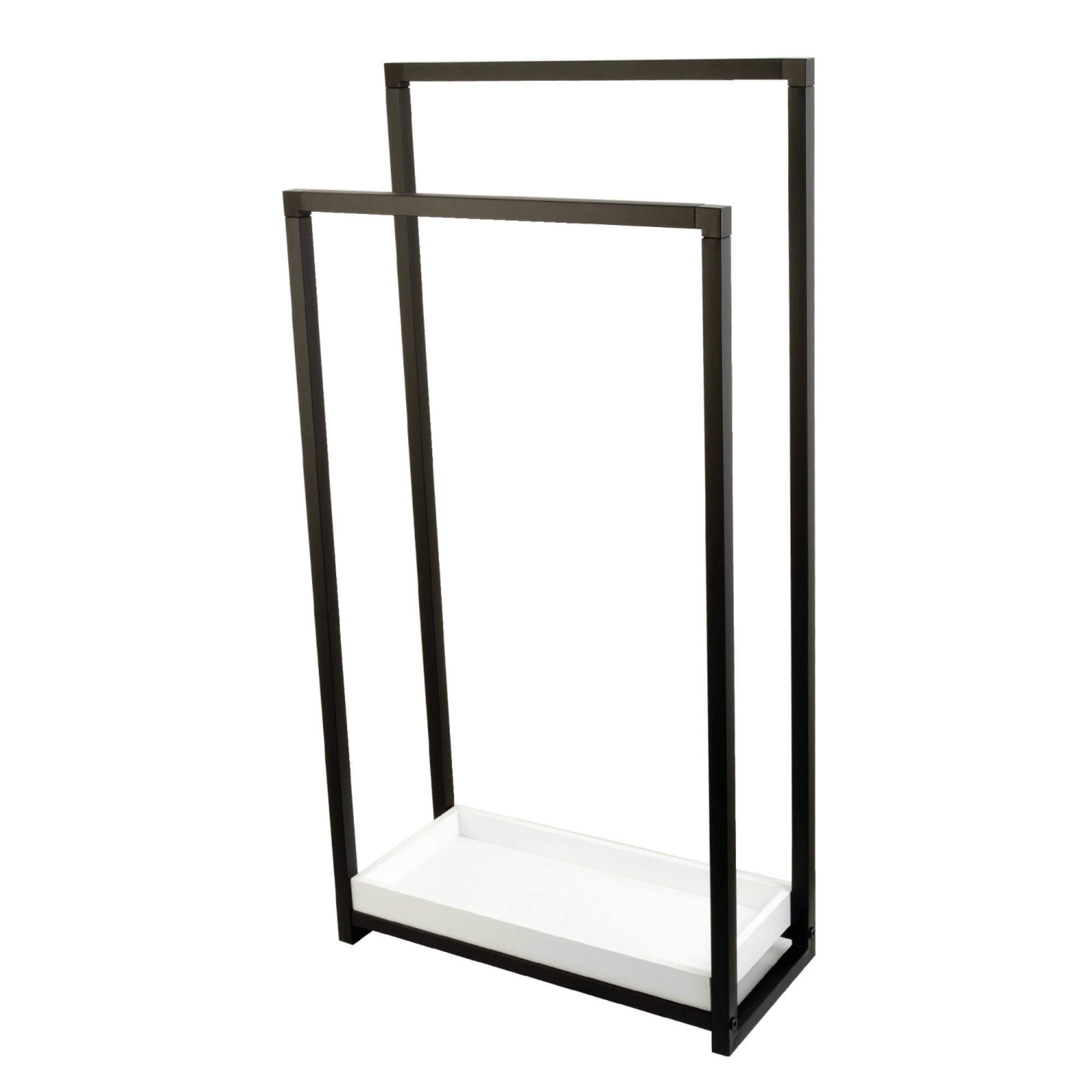 Matte Black 2-Tier Steel Towel Rack C23546