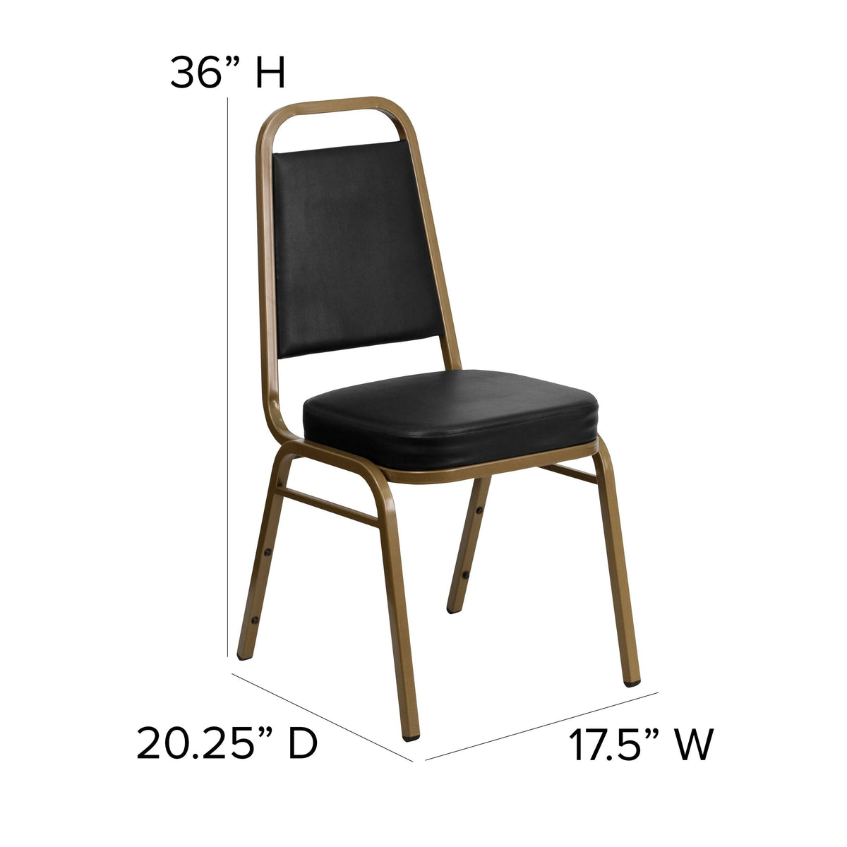 Black Vinyl Stacking Banquet Chair with Gold Frame I142929
