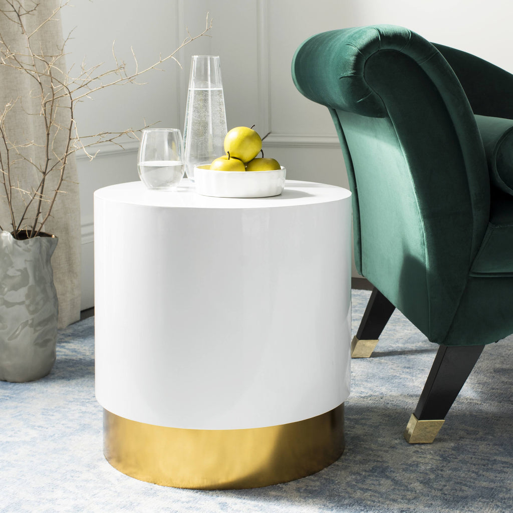 White/Gold Round Side Table Z7873