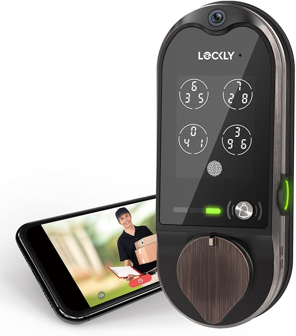 Venetian Bronze Smart Deadbolt with Fingerprint, Wi-Fi, Camera G69583