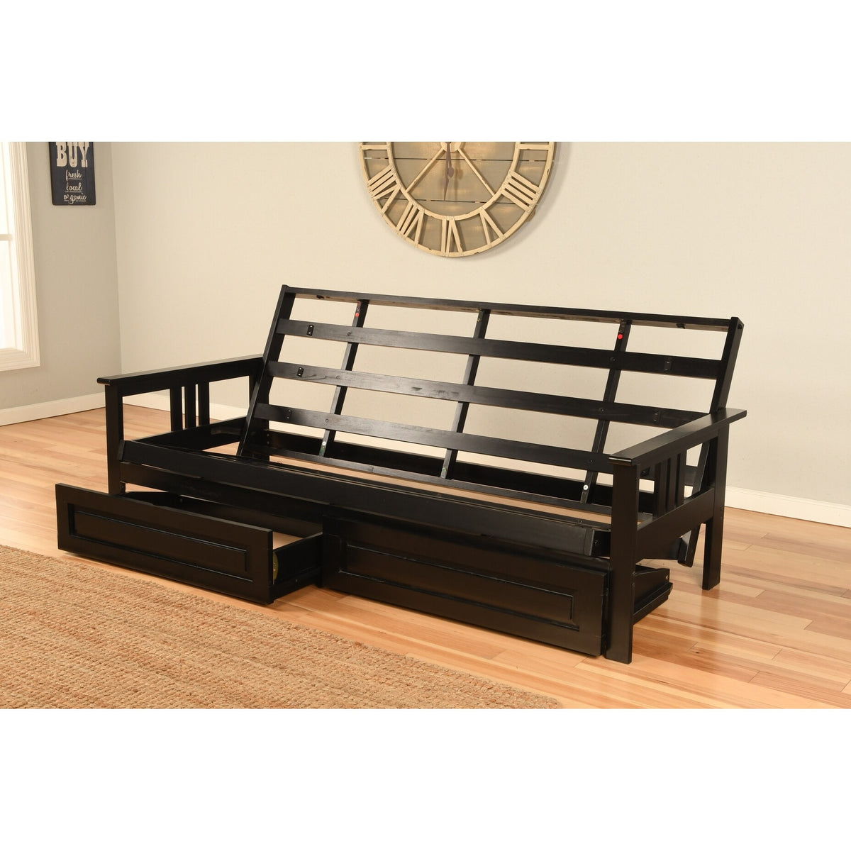 Black Sofa with Storage and Removable Mattress Cover O5757