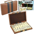 Ivory and Black Tile Dominoes with Metal Spinners in Travel Case S92617