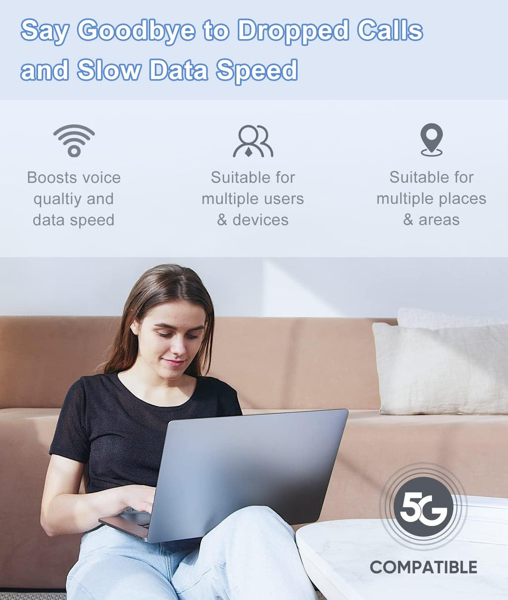 Cell Phone Signal Booster, 5 Band 3G 4G LTE, Up to 1,500 Square ft U281