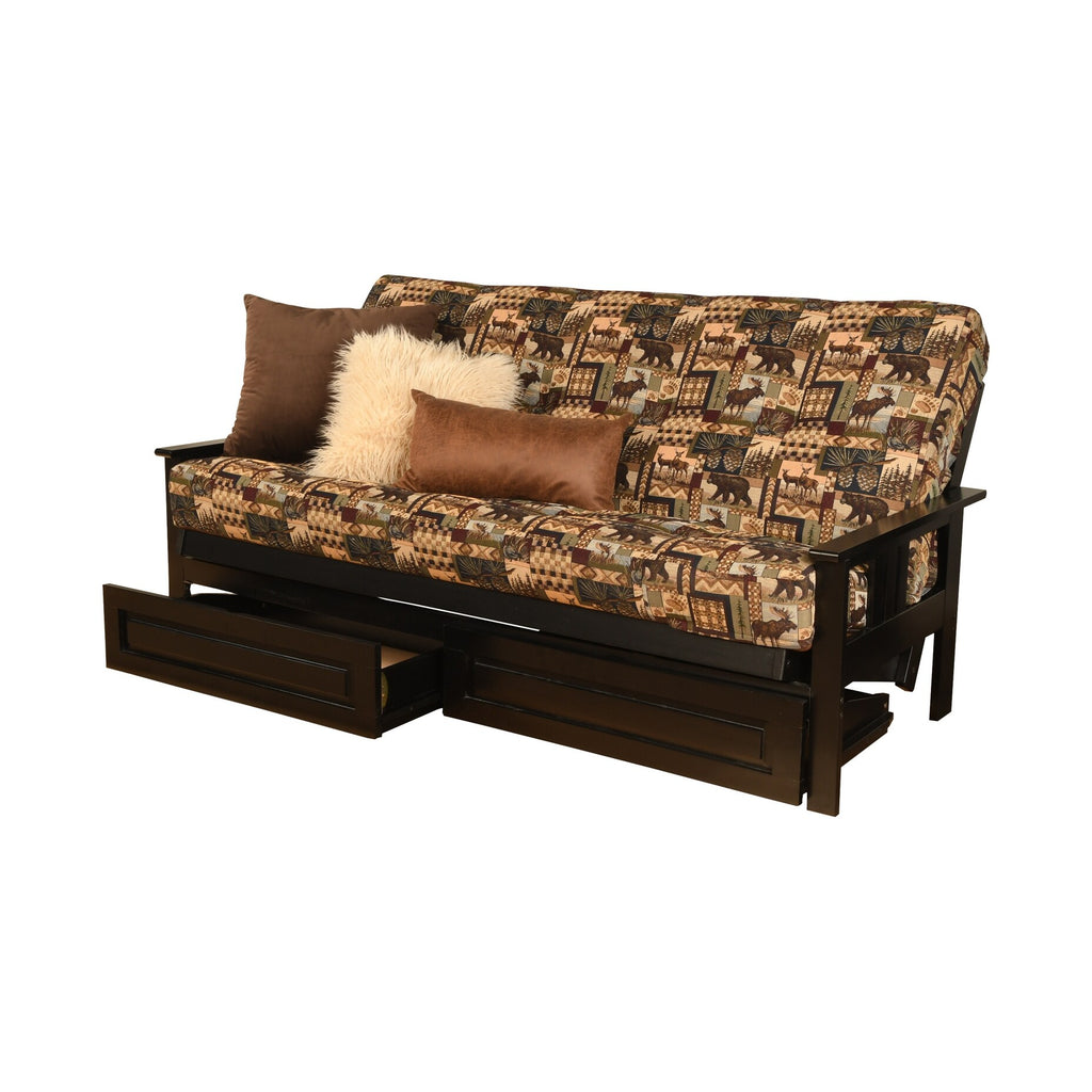Black Sofa with Storage and Removable Mattress Cover O5757