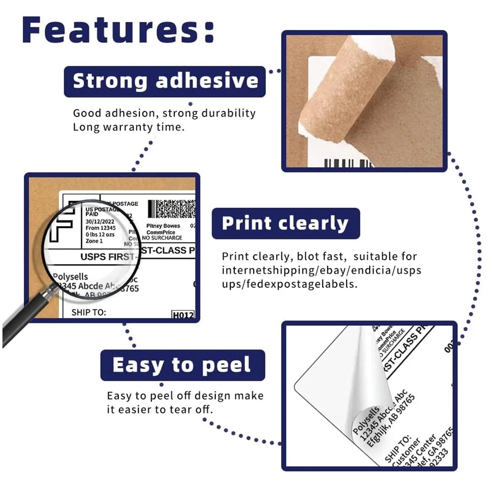 Half Sheet Labels with Rounded Corner, White Shipping Labels - 5-1/2" X 8-1/2" - 400 Labels R326