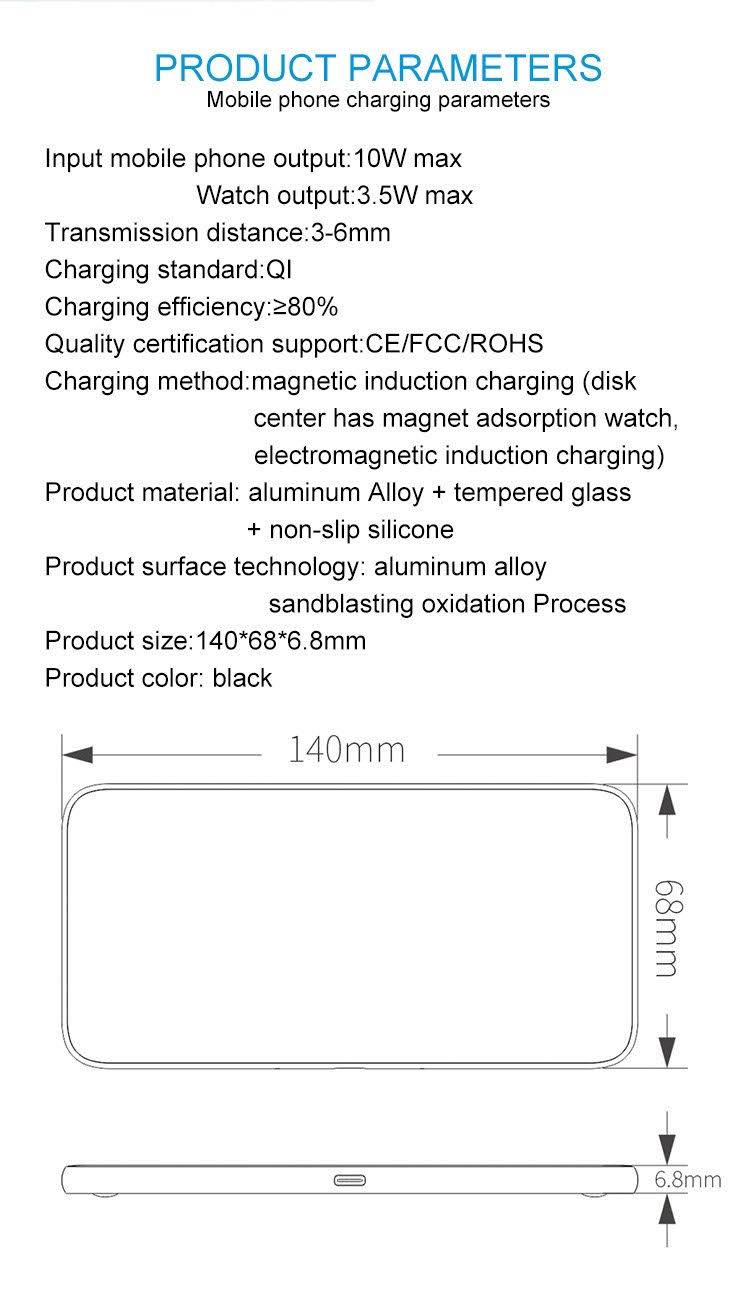3 in 1 Glass Wireless Charge Pad V5875