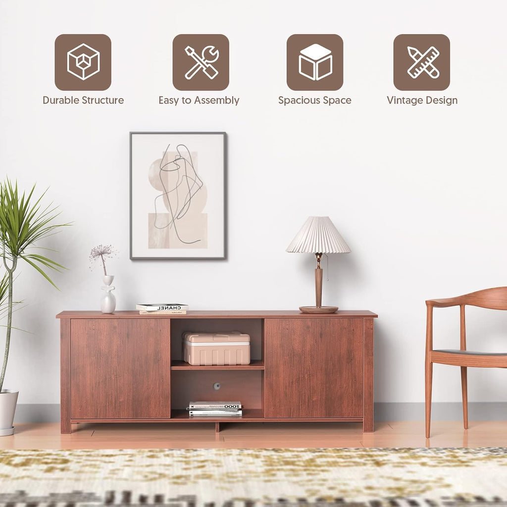Brown Wood TV Stand with Barn Door E323320