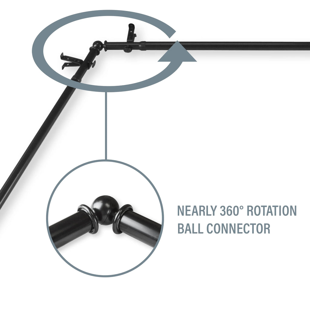 13/16" Bay Window Curtain Rod 20"-36", 38"-72" Black R115943