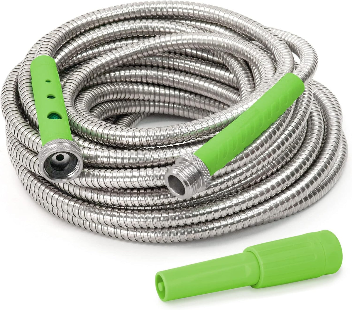 75' Lightweight 304 Stainless Steel Garden Hose with Adjustable Spray Nozzle, Red, Pack of 2 Y81903