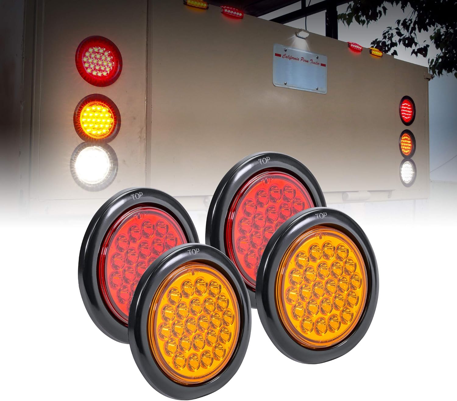 4" Round 24 LED Trailer Tail Light Kit O6982