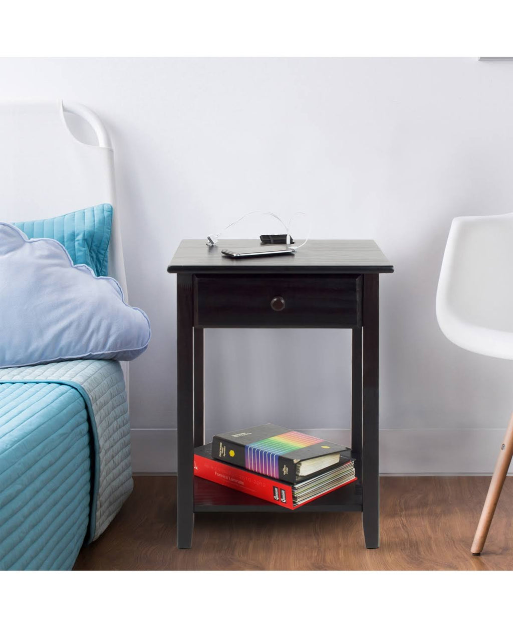 White Nightstand with USB Port R6755