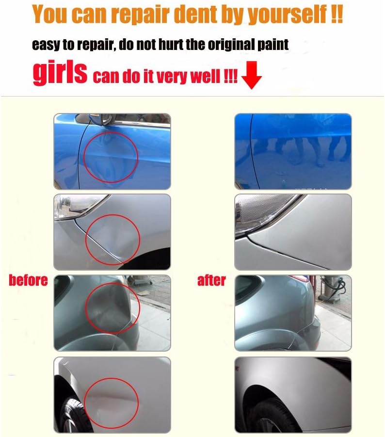 68 Pcs Auto Body Paintless Dent Removal Tools Kit LED Reflect Light Board Dent Lifter Bridge Puller Set D97335