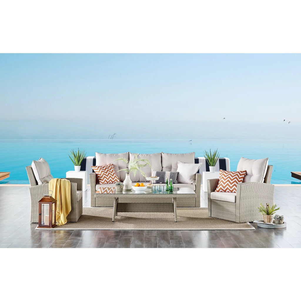 Wicker Outdoor Sofa with Cushions N573
