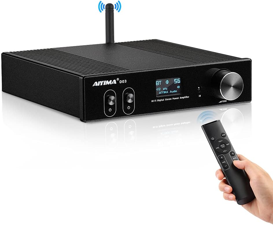 Bluetooth 5.0 Power Amplifier 120Wx2 Stereo 2.1 CH Class D Amp with Remote O28442