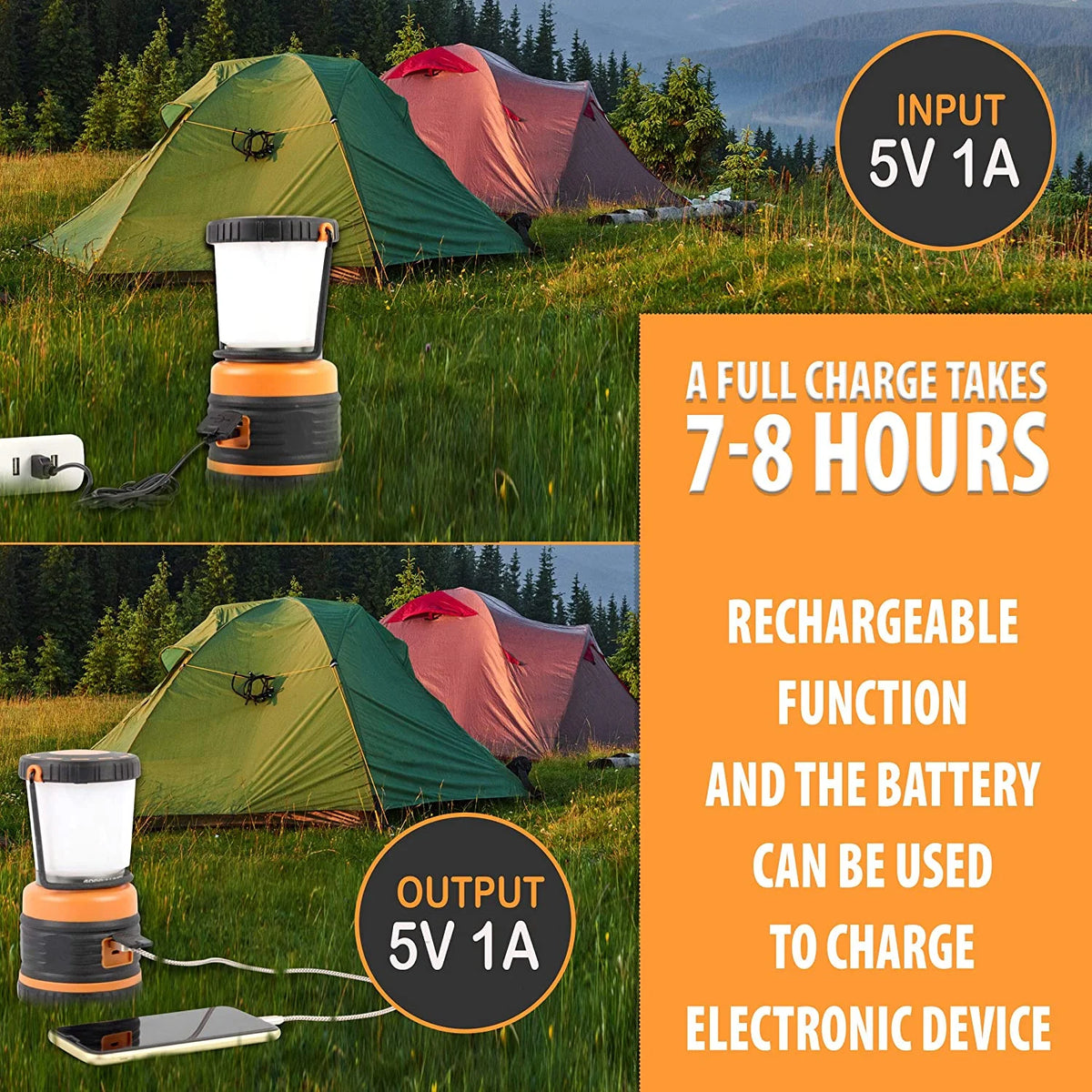 Rechargeable LED Camping Lantern with USB Cable H8358
