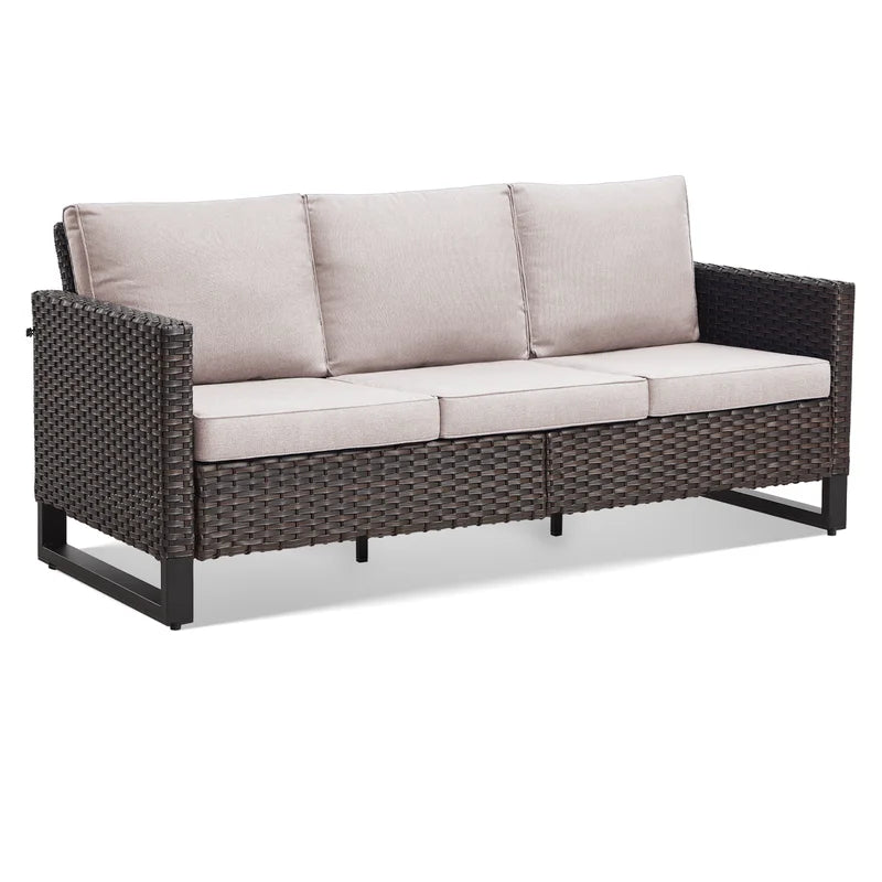 Beige 3-Seat Patio Sofa with Cushions Z707947
