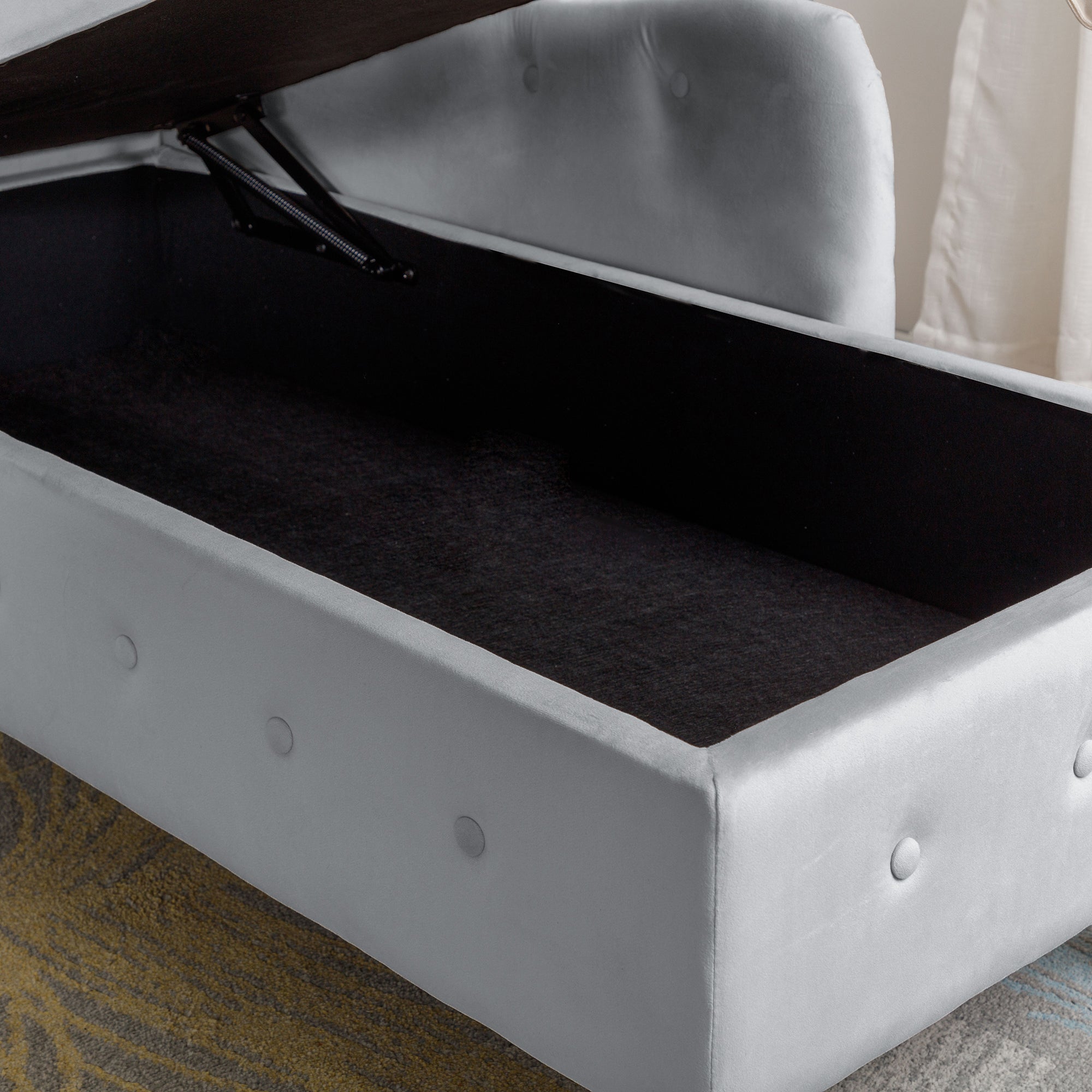 Grey Velvet Chaise Lounge with Storage & Pillow B399