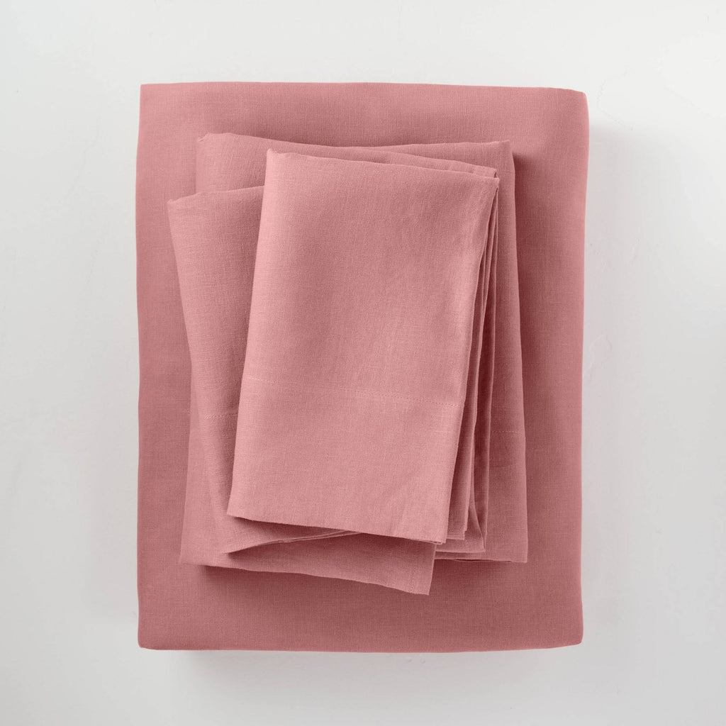 Queen 100% Washed Linen Solid Sheet Set N31046