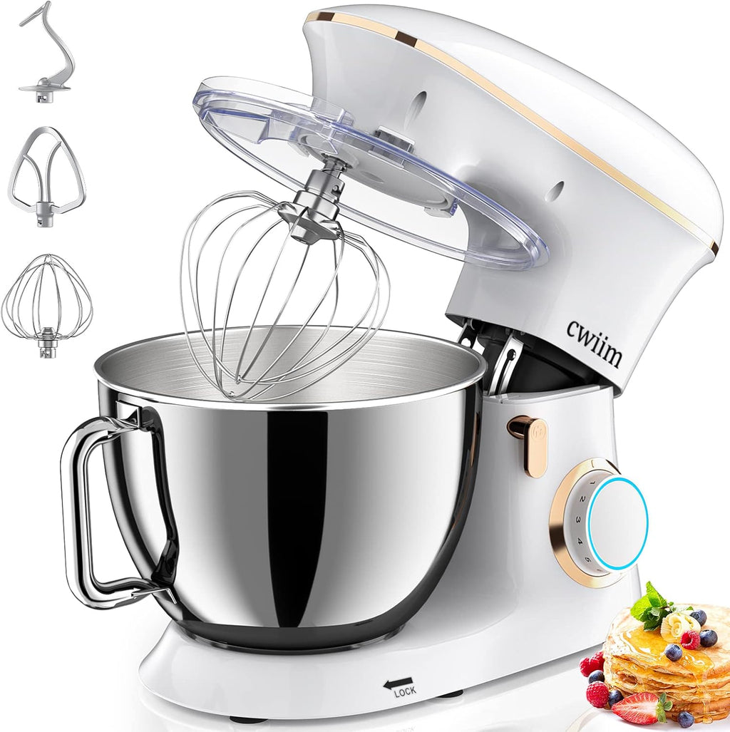 8.5Qt Tilt-Head Food Mixer 660W 6+P Speed Kitchen Mixers with Dough Hook, Flat Beater, Whisk, Splash Guard T4909