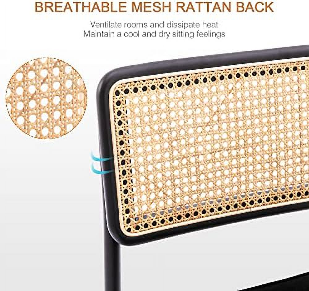 Counter Height Stools Set of 2, 24'' Modern Velvet Stools with Natural Cane Mesh J316862