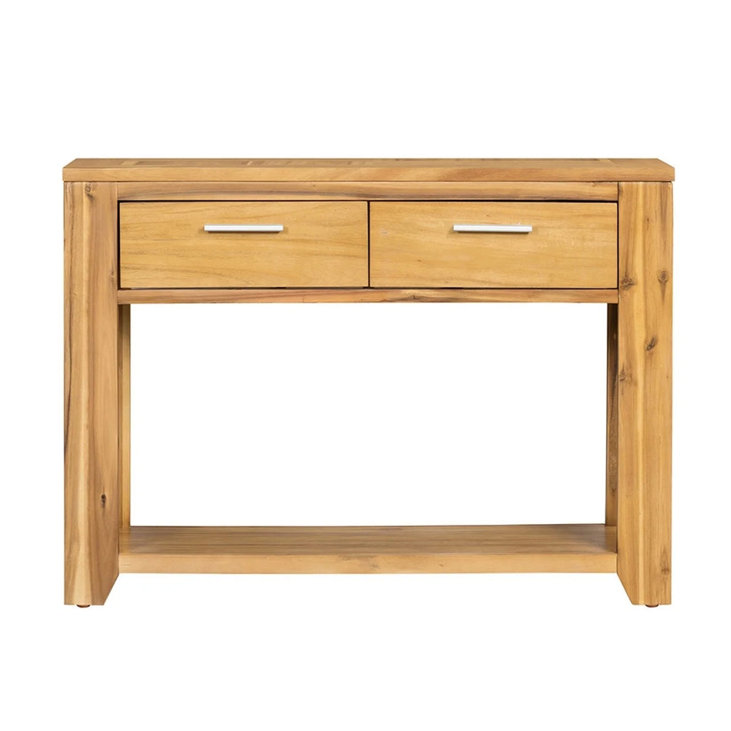 Walnut Brown Finish Acacia Wood Console Table with 2 Drawers A874585