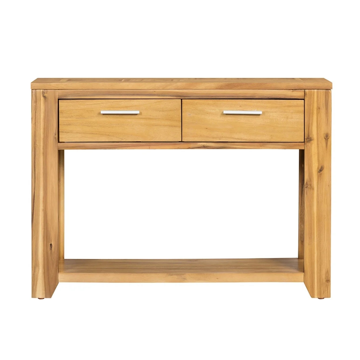 Walnut Brown Finish Acacia Wood Console Table with 2 Drawers A874585