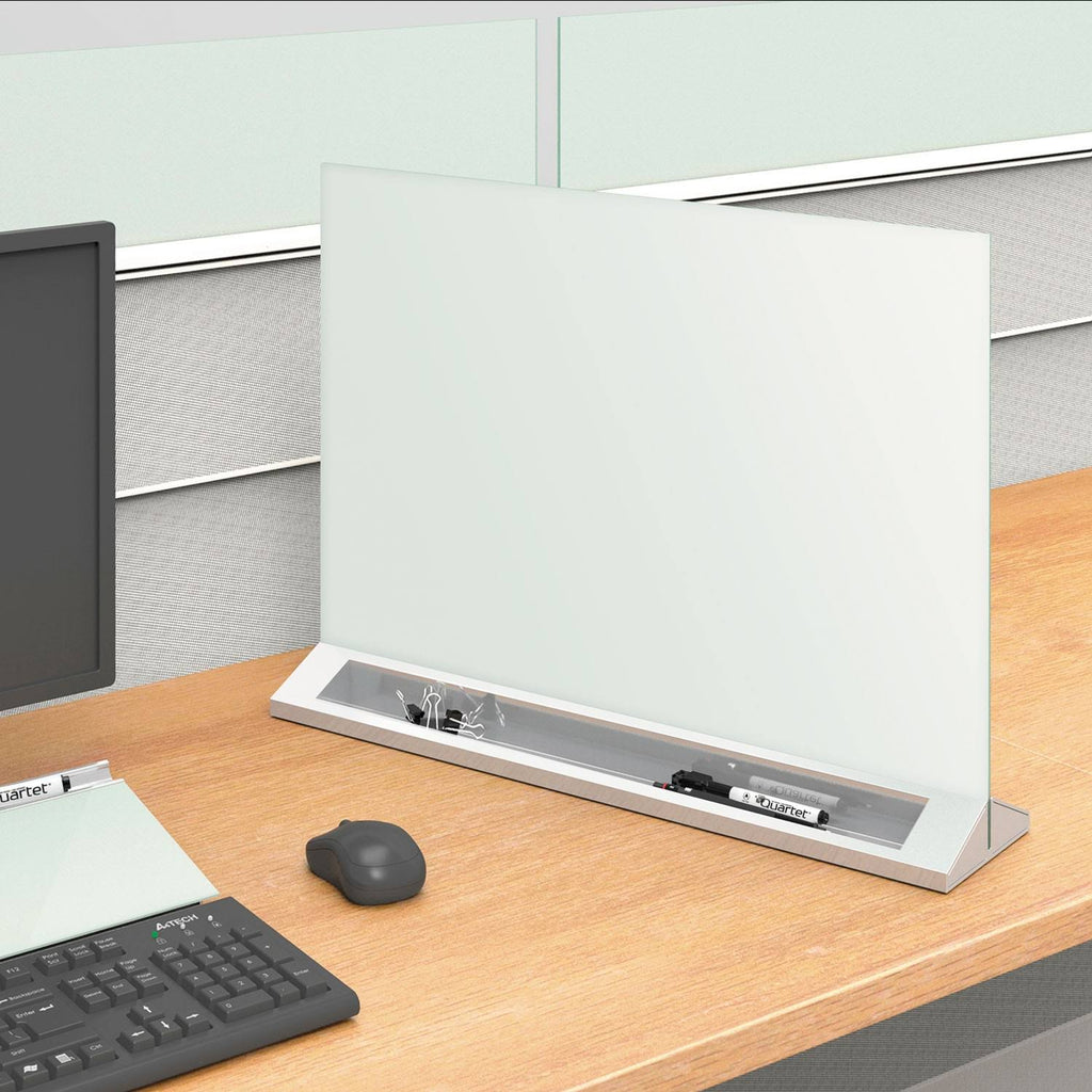 Whiteboard Desktop 17.01 in x 22.99 in Glass Magnetic Double-Sided X687278