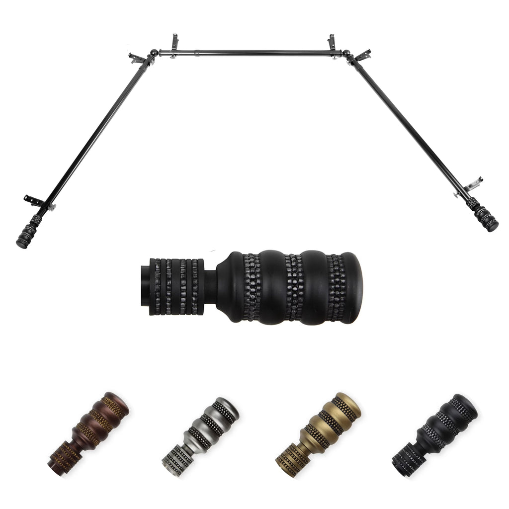13/16" Bay Window Curtain Rod 20"-36", 38"-72" Black R115943