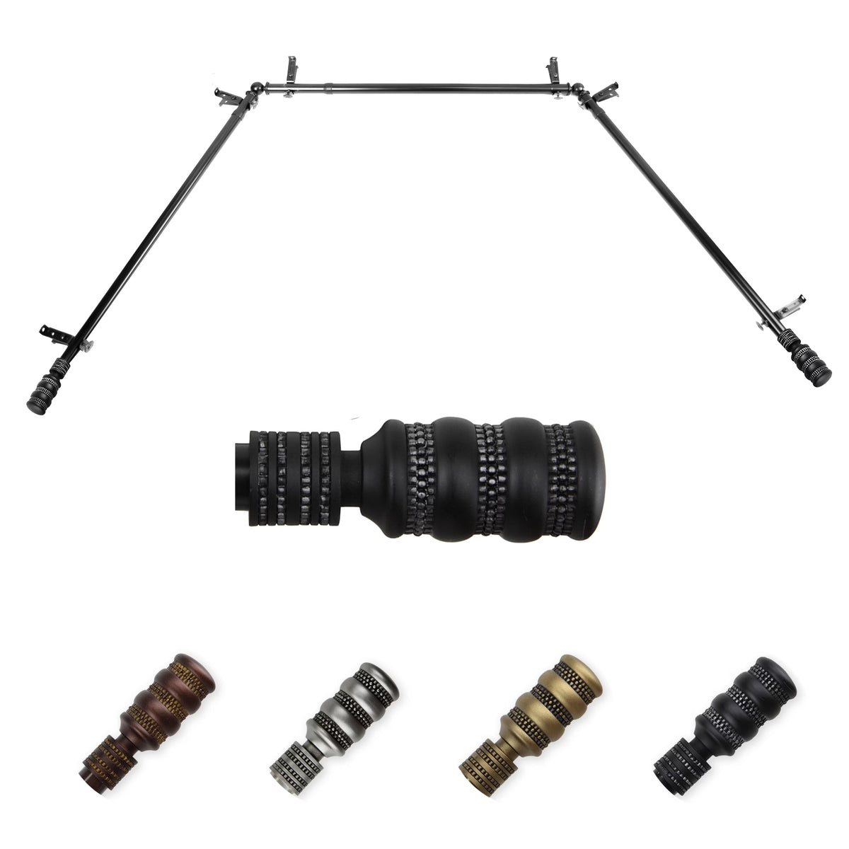 13/16" Bay Window Curtain Rod 20"-36", 38"-72" Black R115943