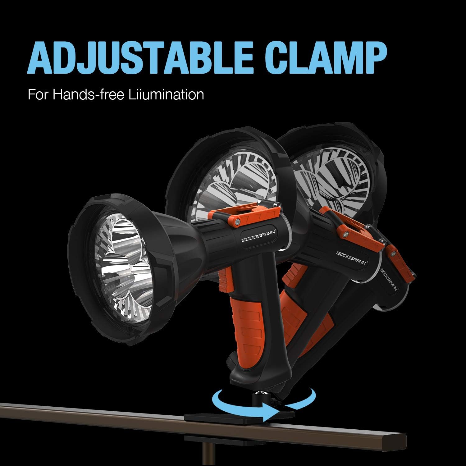Rechargeable 4000 Lumen LED Spotlight with Detachable Red Light Filter K208