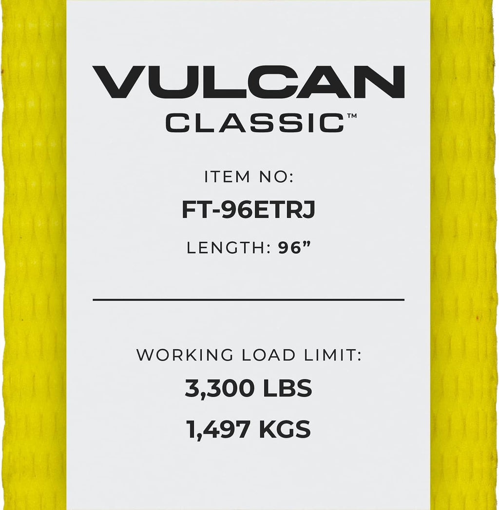 Classic Yellow Car Tie Down with Frame Hook Cluster - 96 Inch - 2 Pack U2654