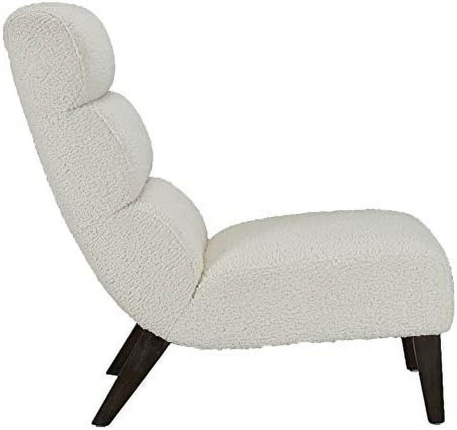 Saddle Brown Faux Leather Armless Accent Chair with Solid Wooden Legs V538