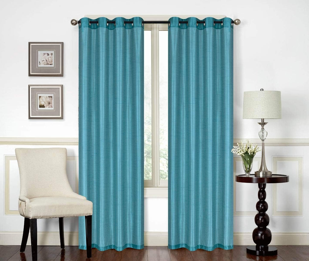 Red Solid Faux Silk Double Waterfall Valance with Tails B365368