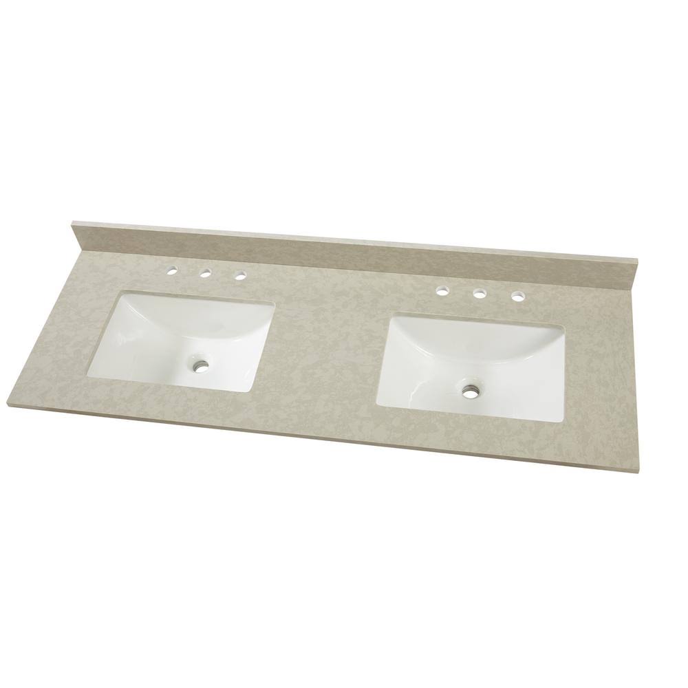 Engineered Marble Vanity Top with White Double Trough Sink X6168