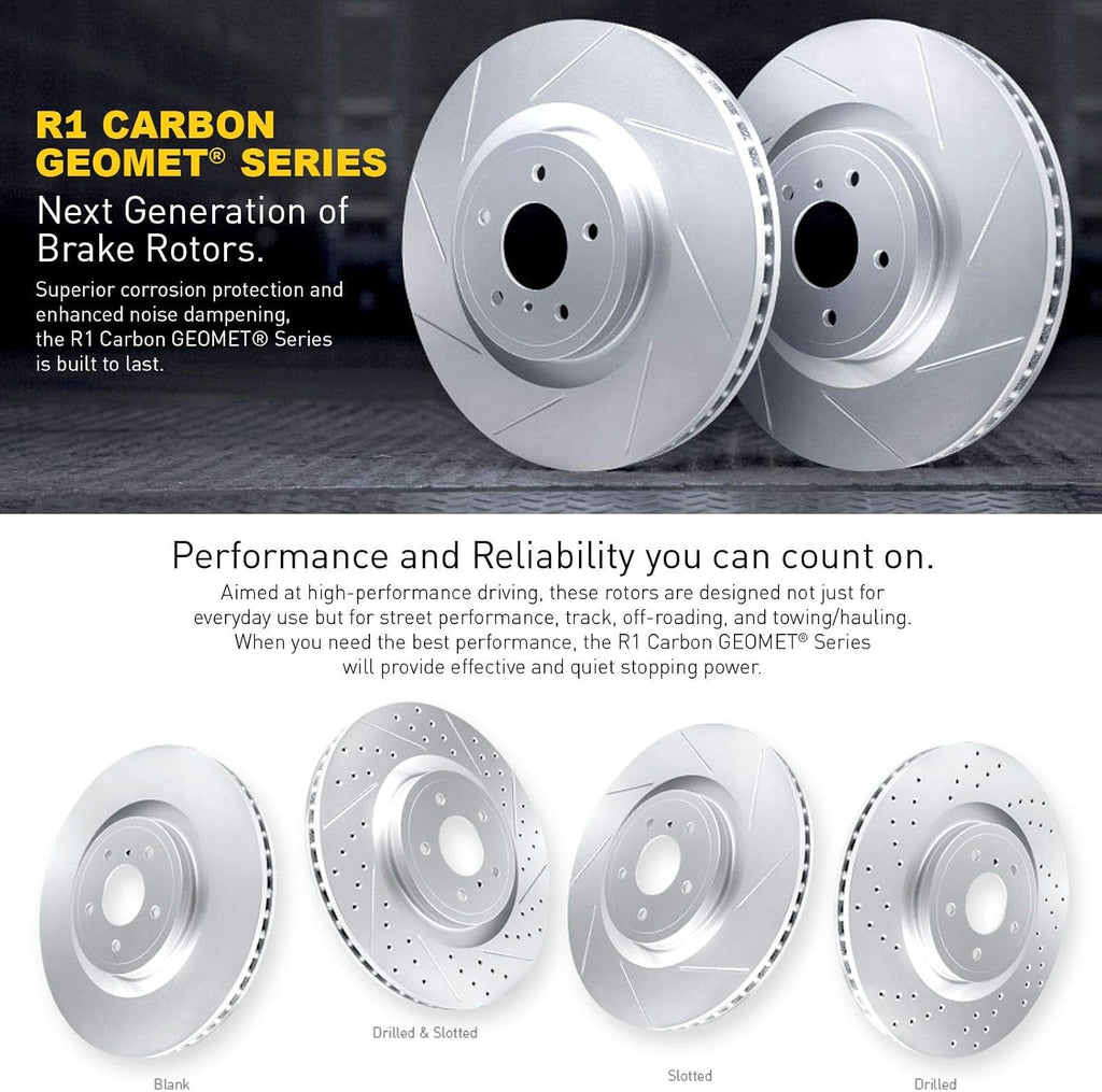 Front Carbon Brake Rotors Slotted with Pads and Sensor Wire O9657