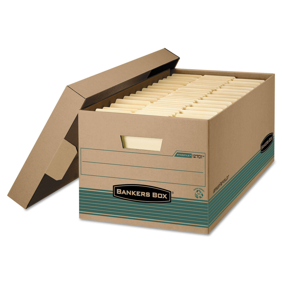 Legal Locking Lift-Off Lid Storage Box Kraft/Green 12/Carton X226984