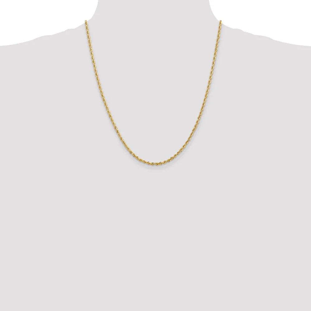 14kt Yellow Gold Diamond Cut Rope Chain 22 inch Lobster Clasp Q312